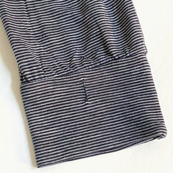 Haute Hippie gray black stripe long sleeve hoodie front pocket shirt sweatshirt - Picture 11 of 11